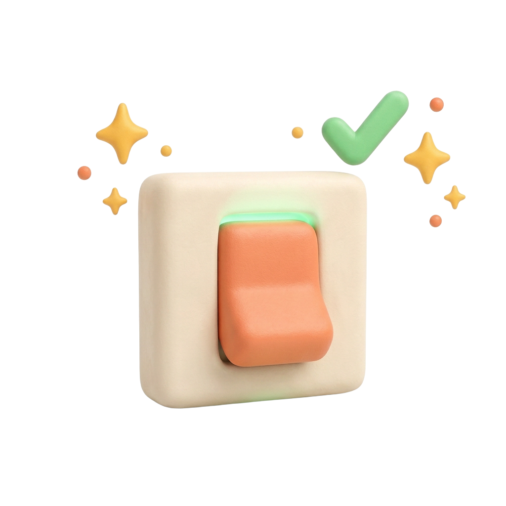 A clay light switch in the off position, waiting to be flipped up